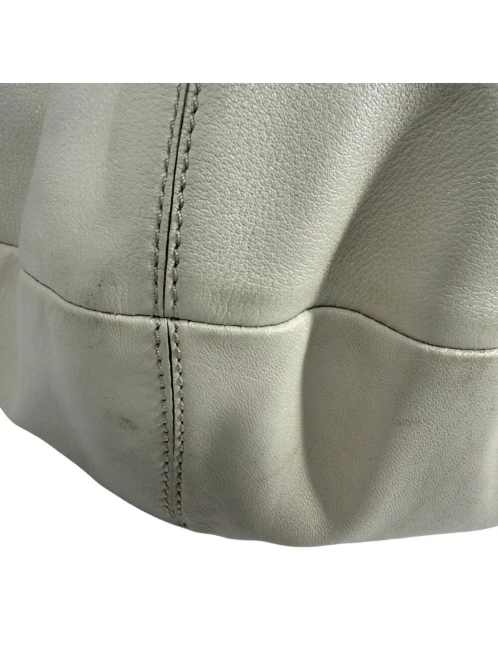 Vintage Coach Ivory Beige Leather Soho Pleated Slouchy Hobo Shoulder Bag F13731